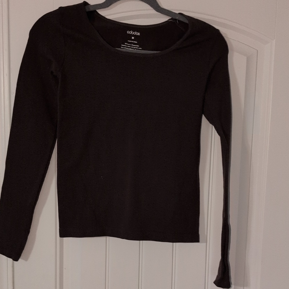 Ododos Women's Brown Long Sleeve Stretchy Tee